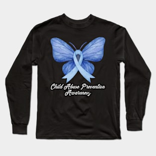 Child Abuse Prevention Awareness Month Blue Ribbon gift idea Long Sleeve T-Shirt